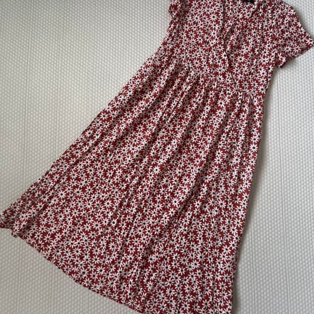 Madewell Red Daisy Midi Dress floral size xxs cottagecore